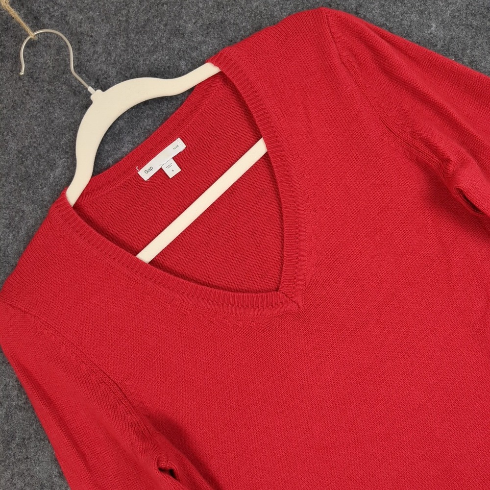 Gap Luxe Red V Neck Long Sleeve Sweater Women's Size‎ Small